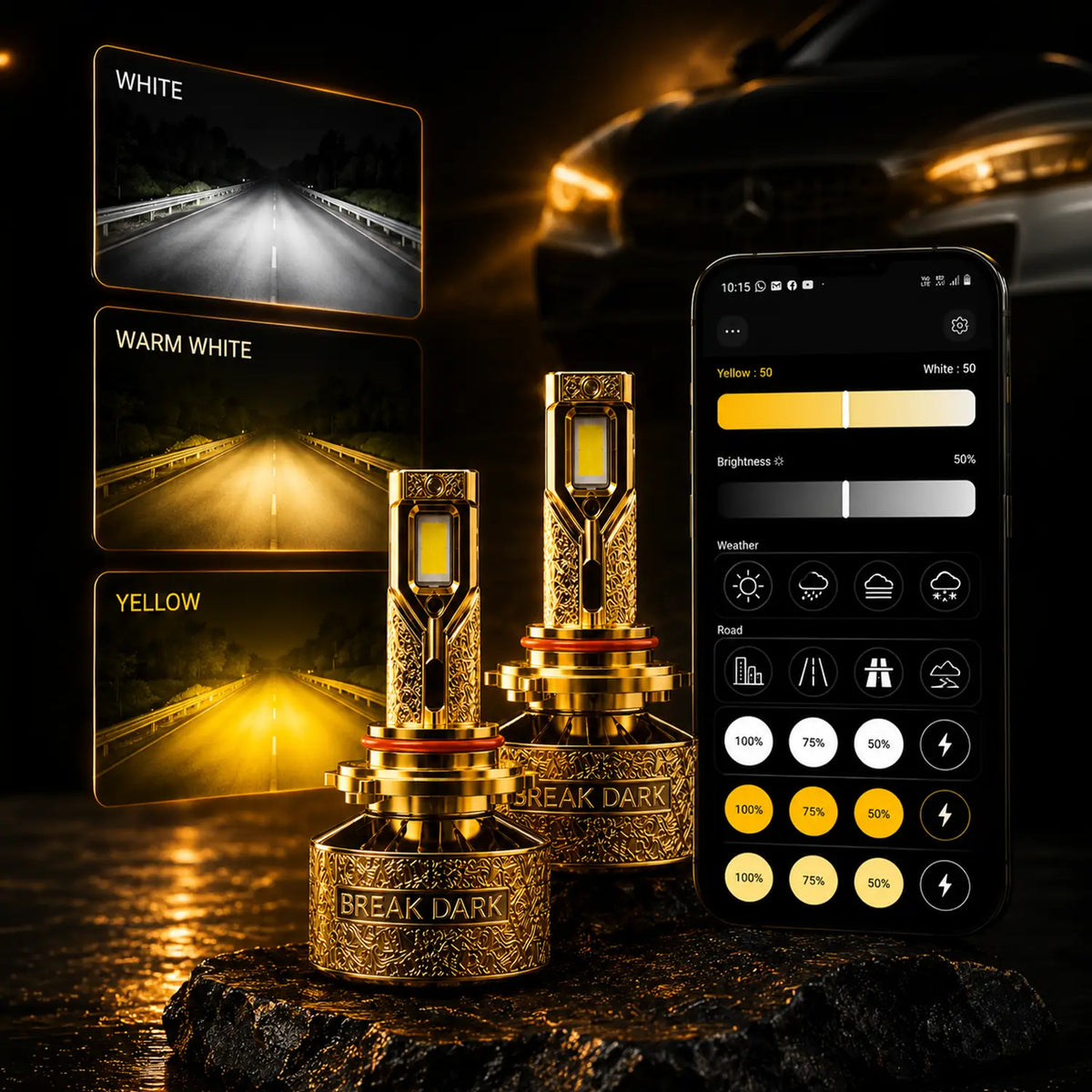 Keydroid Smart LED Light- Car Led Bulb ( 160W Brightness 24000 Lumens) with 4 Years Warranty
