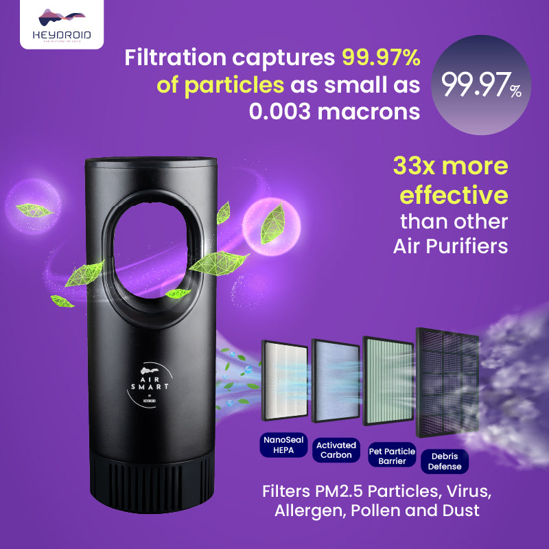Keydroid Air Smart Car Air Purifier |  HEPA H12 Filter | UV protection